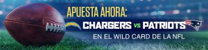 Apuesta ahora Chargers vs Patriots en el Wild Card de la NFL